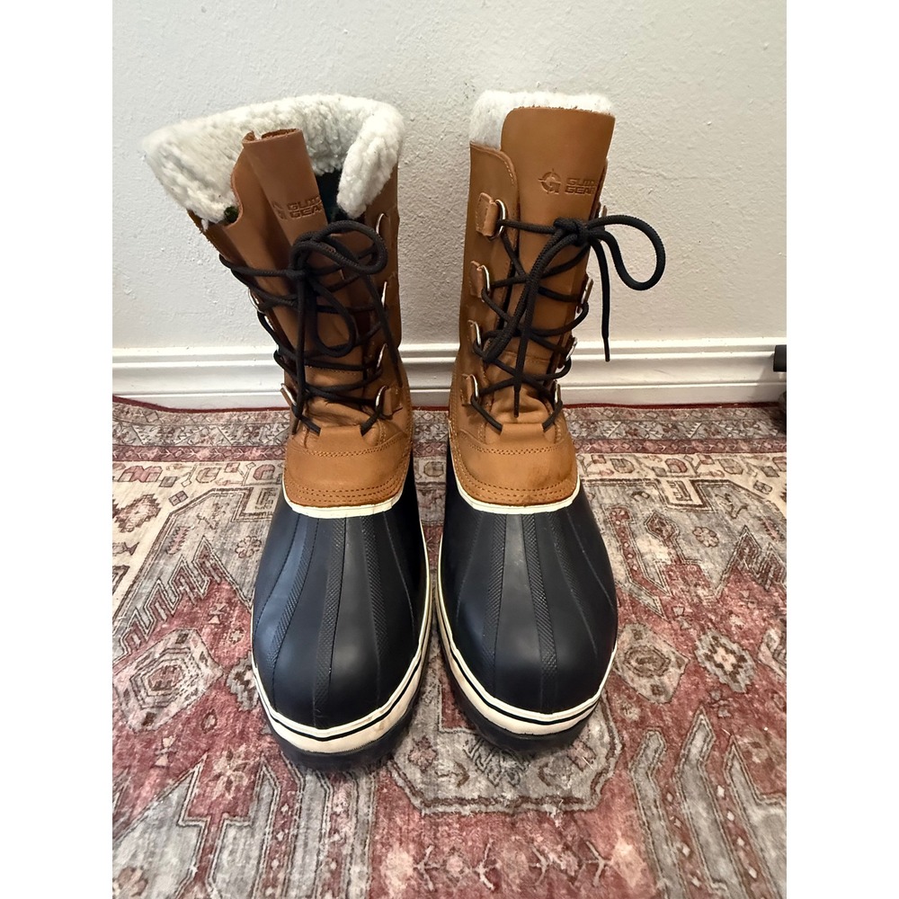 Guide Gear Nisswa Winter Boots Mens 14 Leather Rubber Duck Boots Tan 697567